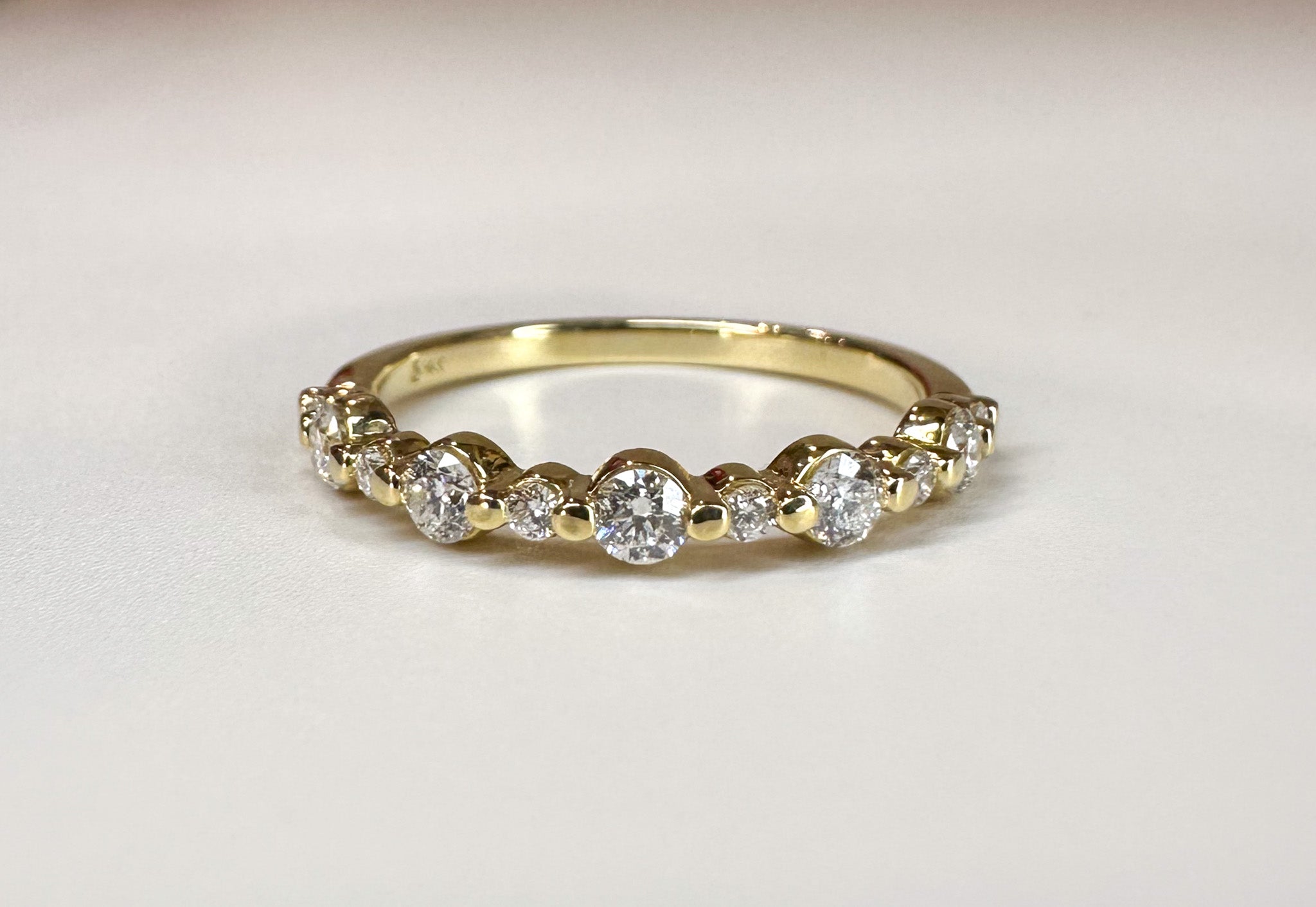 Alternating Round Diamond Wedding Band