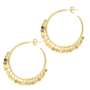 14k Coin Tassel Hoops